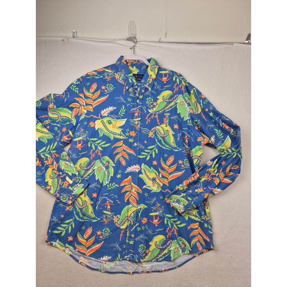 Ralph Lauren Mens XXL Classic Fit Shirt Hawaiian Tropical Surfer Cotton Paisley